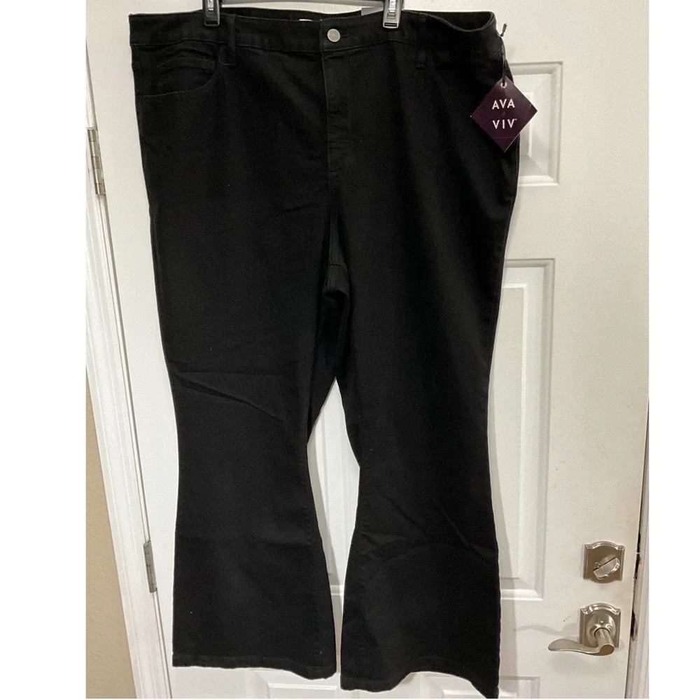 Ava & Viv Black High Rise Flare Jeans No Gap Waistband Size 26 NWT